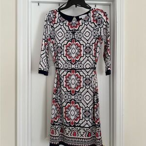 Liz Claiborne Pink A-line Dress with 3/4 Sleeves